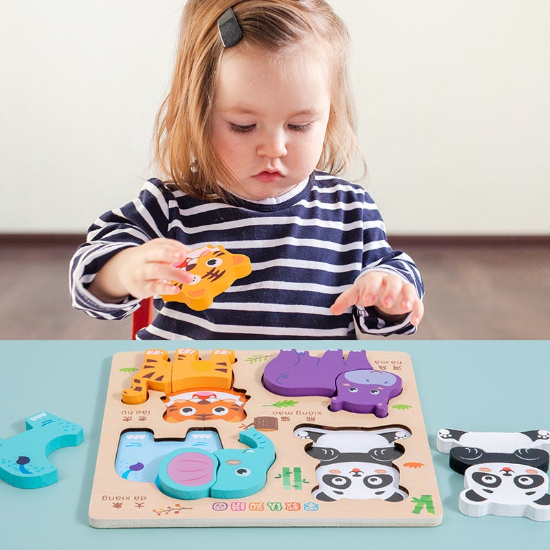 Three-Dimensional Puzzle Wooden Children'S Puzzle 4-6 Early Education Cognitive Animal Traffic Shape Matching 3D Wooden Toys - Image 5